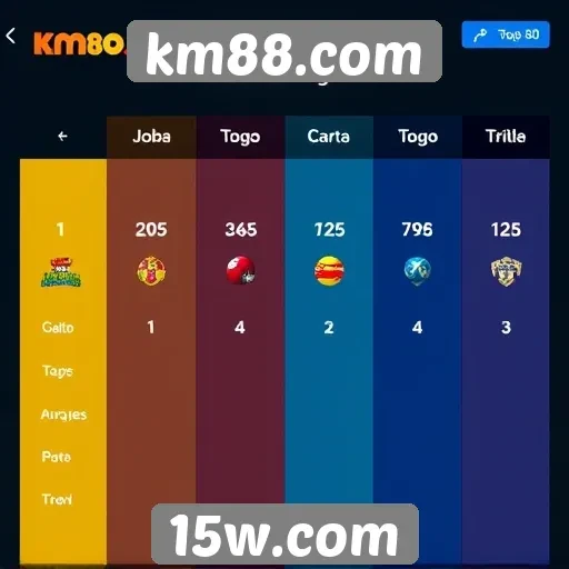 Comparativo de categorias de jogos no km88.com